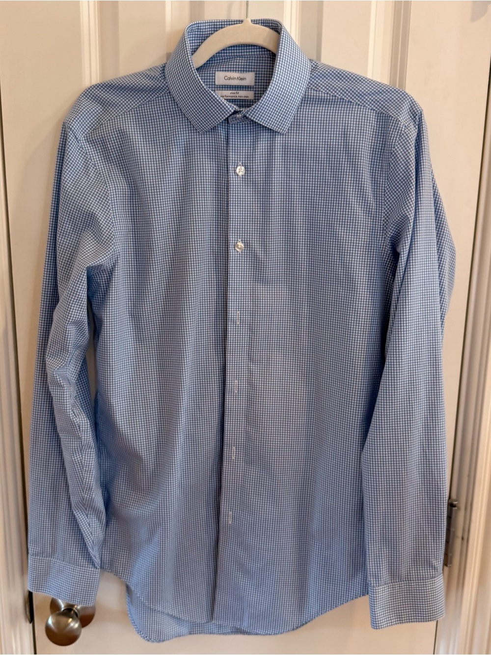 Calvin Klein Light Blue Micro-Check Dress Shirt